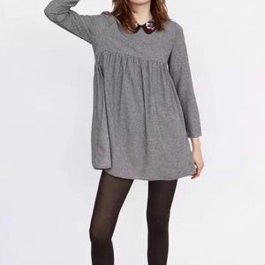 Zara trafaluc checked dress embroidered collar women's S